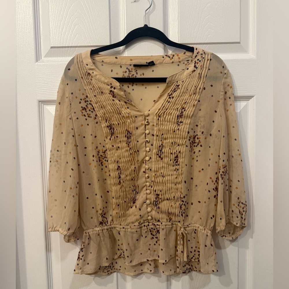 a.n.a Tan Blouse with Button Accents